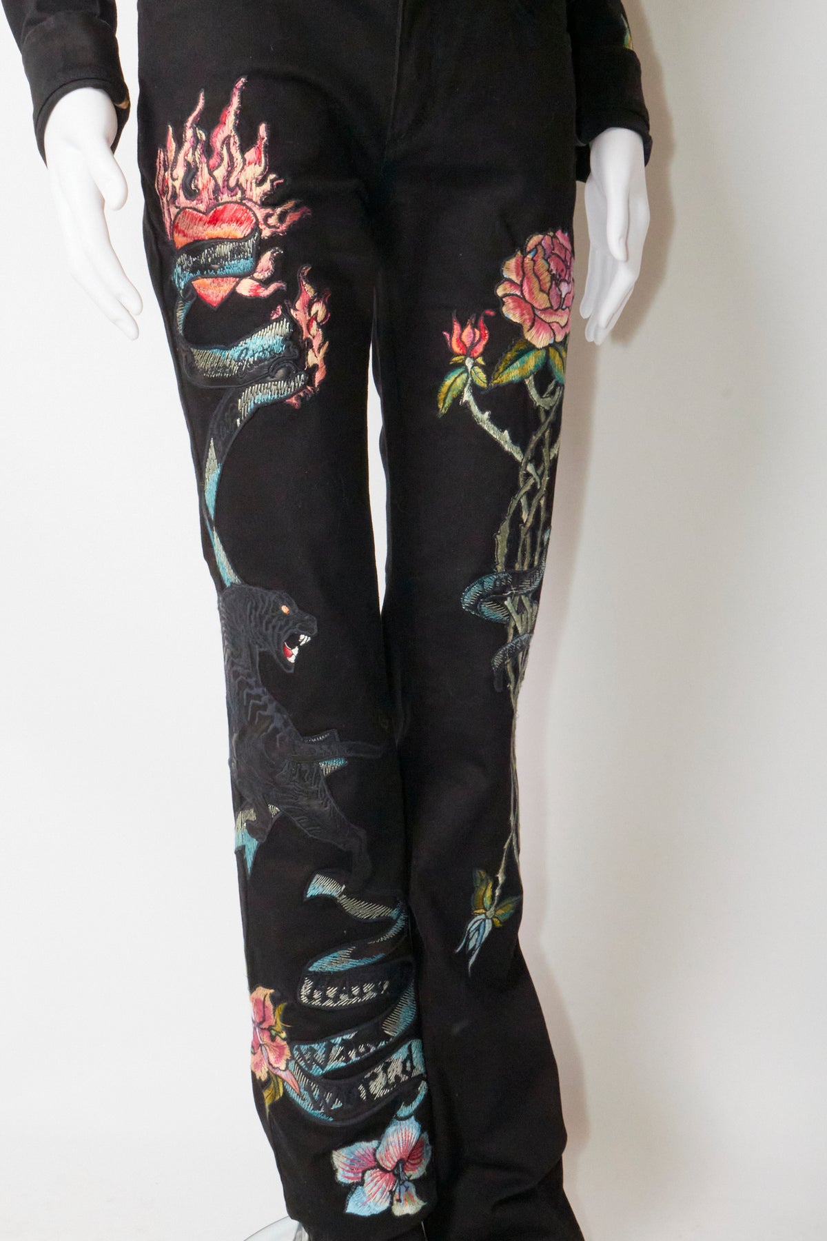 Roberto Cavalli 2003 Embroidered Jacket & Trousers Set