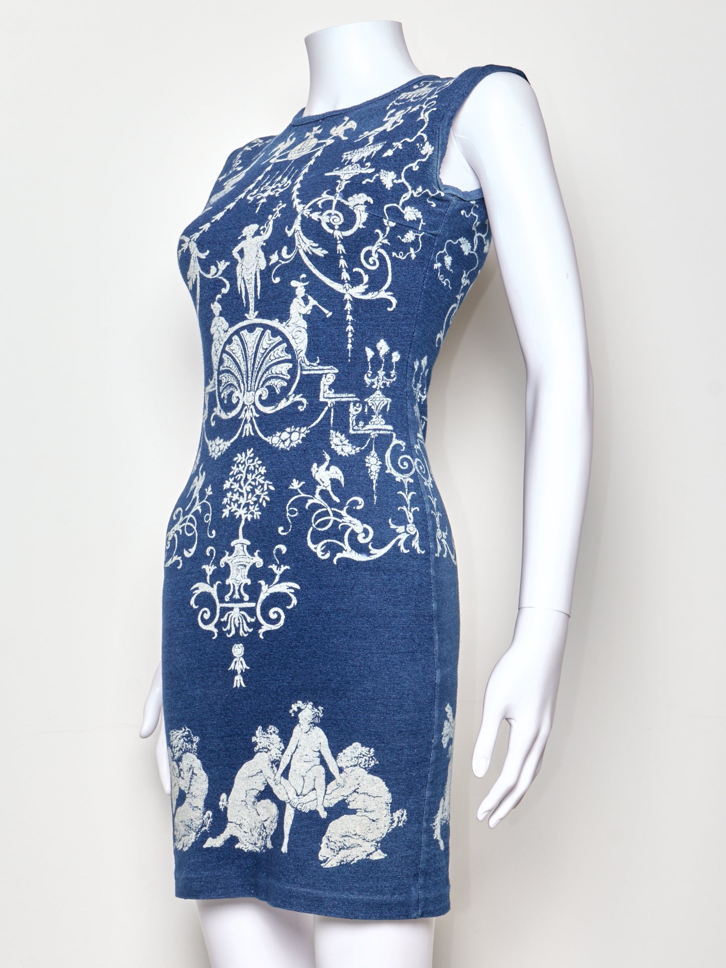 Fall 1991 Blue Printed Mini Vintage Dress