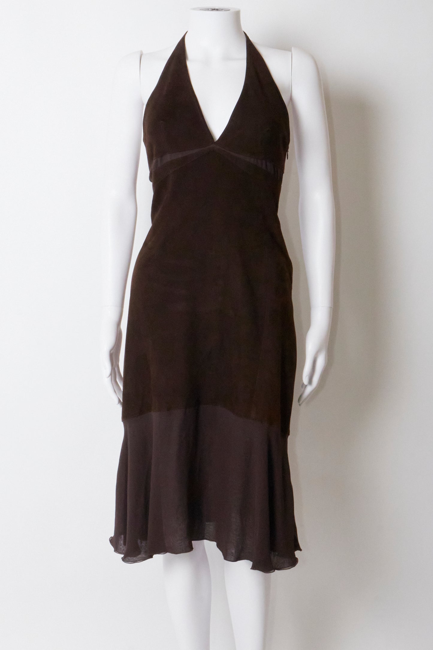 Valentino 2000s Brown Suede Midi Dress