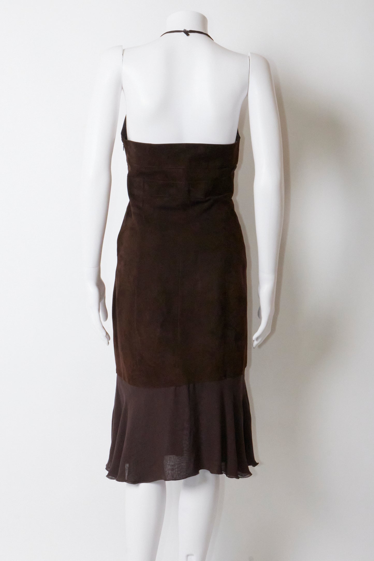 Valentino 2000s Brown Suede Midi Dress