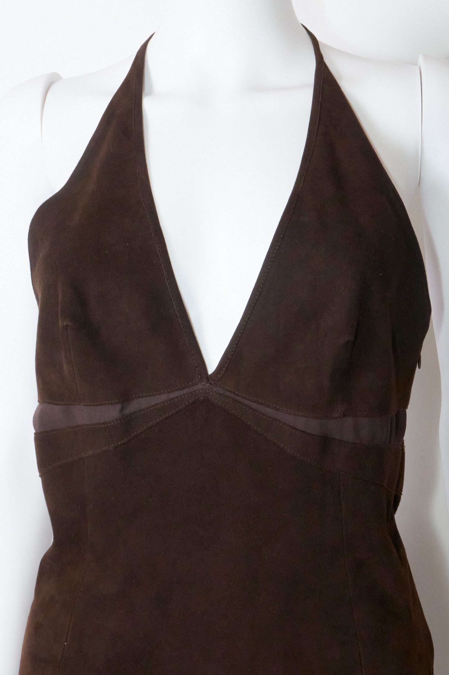 Valentino 2000s Brown Suede Midi Dress