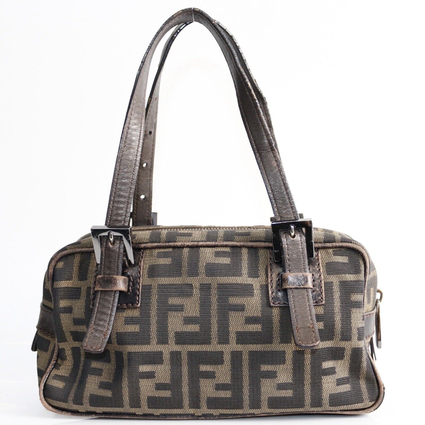 Fendi Brown Zucchino Monogram Vintage Small Shoulder Bag