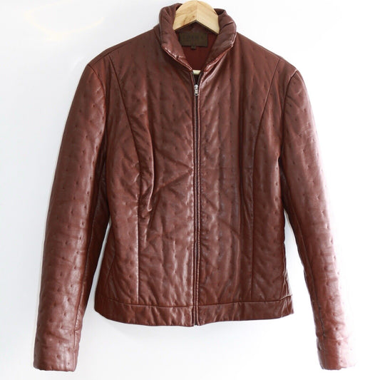 Loewe Vintage Burgundy Red 100% Leather Jacket Size 42