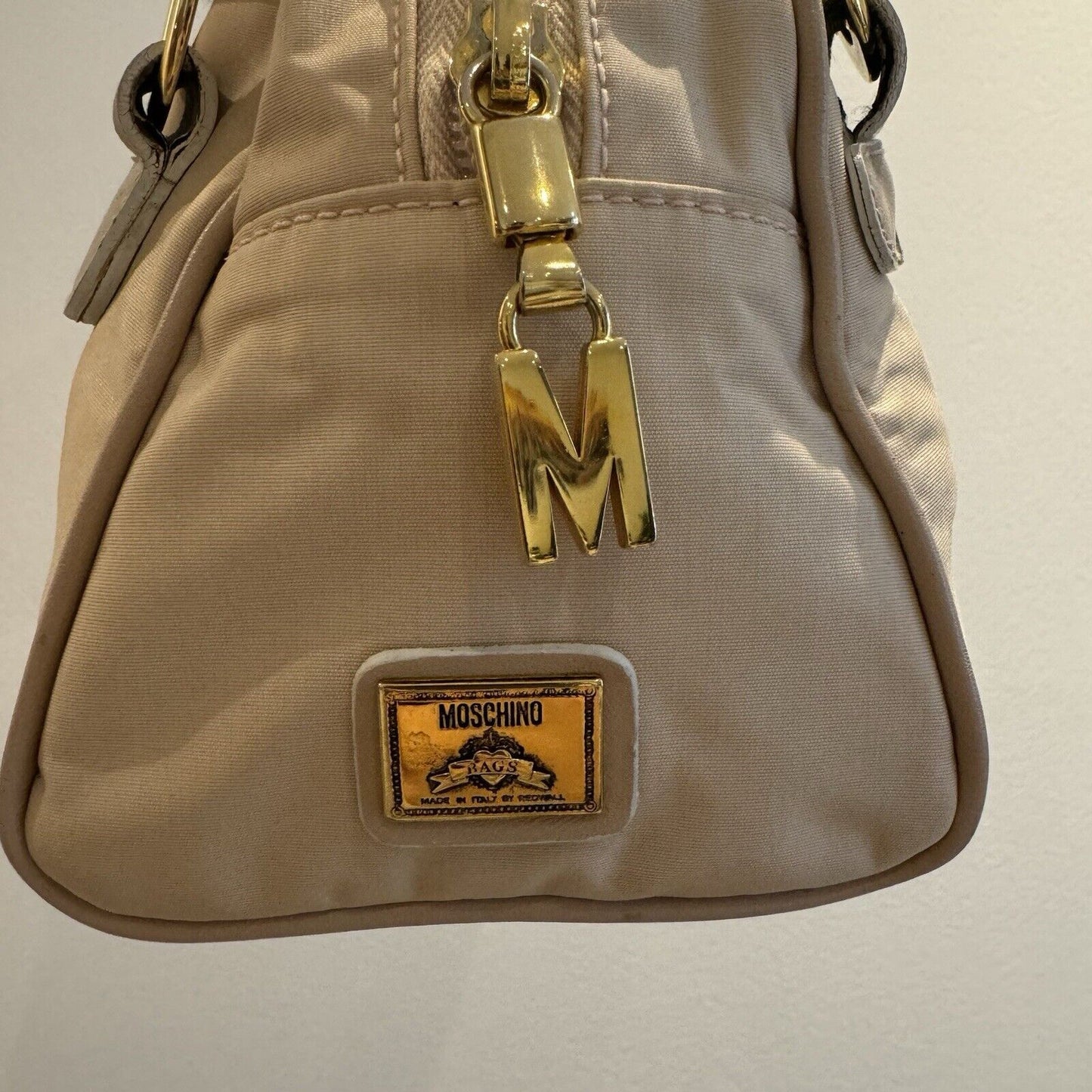 Moschino Beige & Gold Nylon Vintage Mini Bag