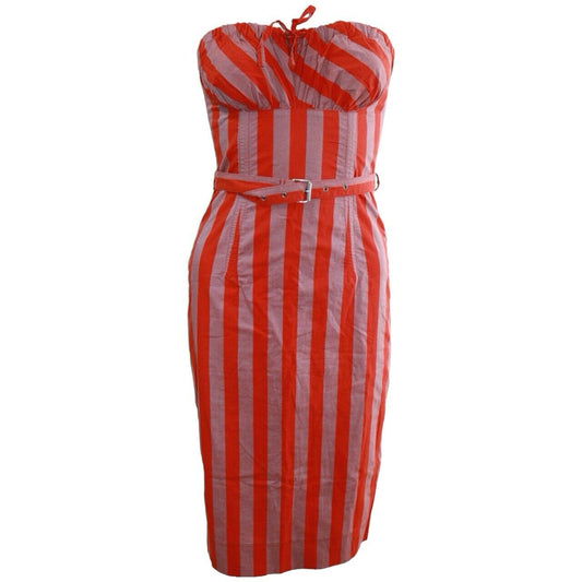 Vivienne Westwood Purple & Red Striped Corset Belted Midi Dress Size 38