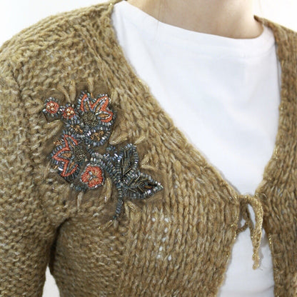 La Perla Vintage Cardigan Crochet Flower Embroidered Embellished Beaded Size S