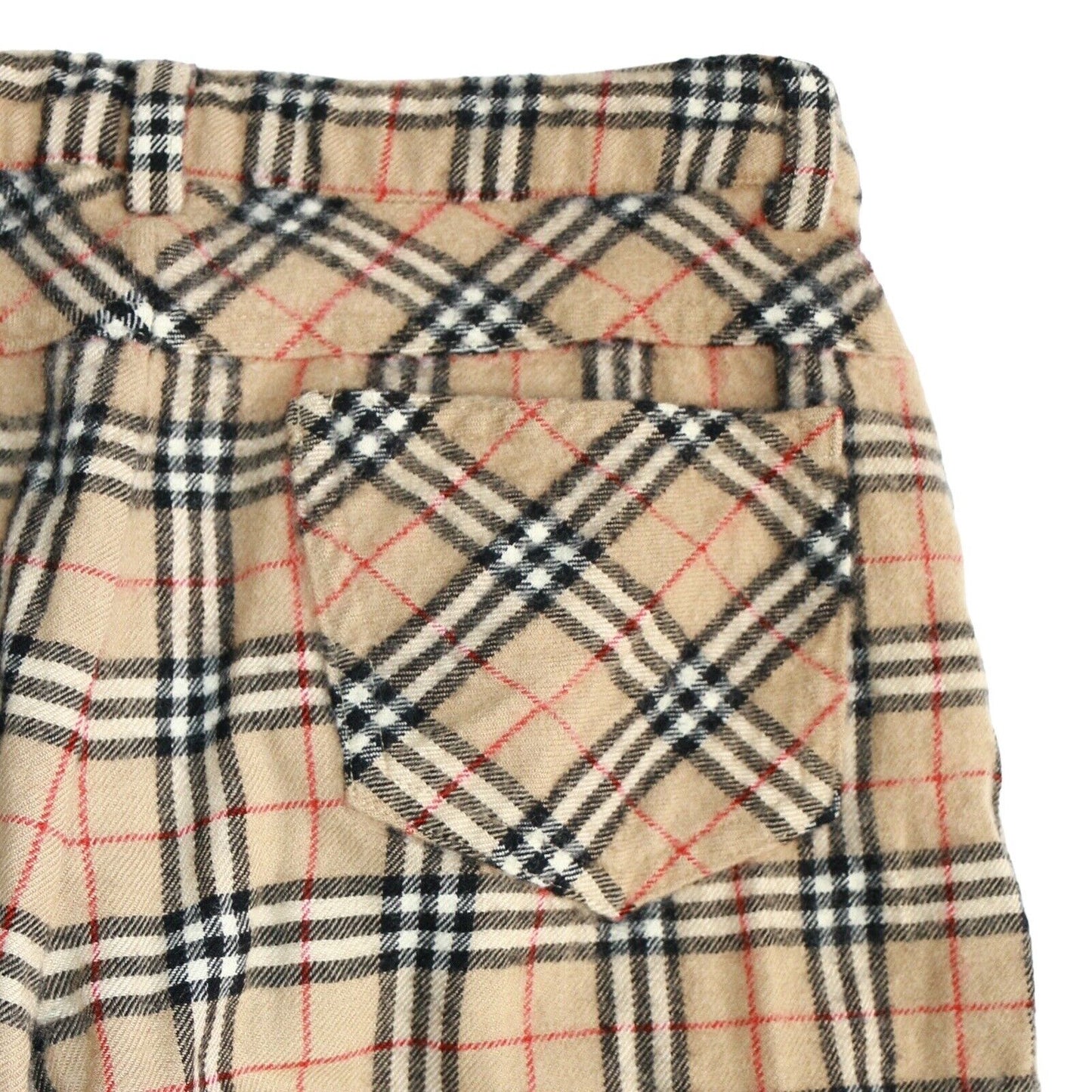 Burberry Vintage Plaid Check Beige Print Wool Trousers Size 36