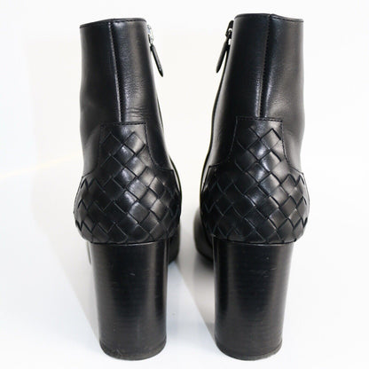 Bottega Veneta Black Leather High Heels Boots Size 38