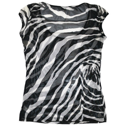 Dolce Gabbana Black & White Zebra Mesh Top Size S