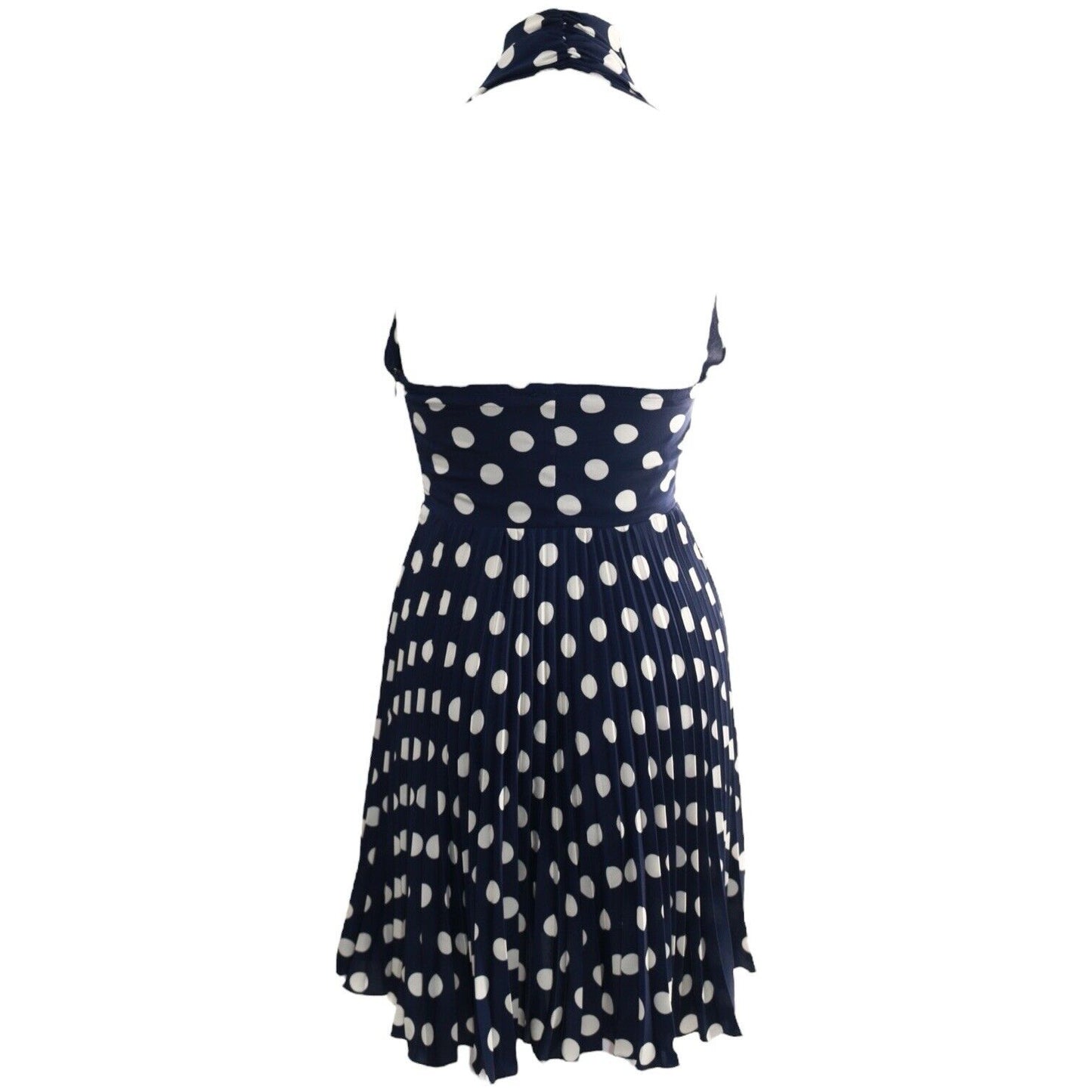 Blumarine Folies Navy Polka Dot Halter Mini Dress XS