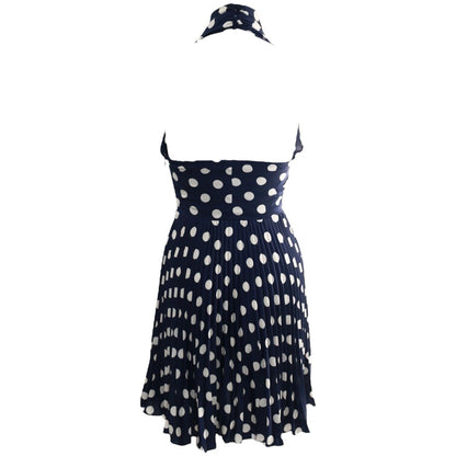 Blumarine Folies Navy Polka Dot Halter Mini Dress XS