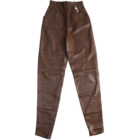 Gianni Versace Vintage Brown Leather Trousers Size 40