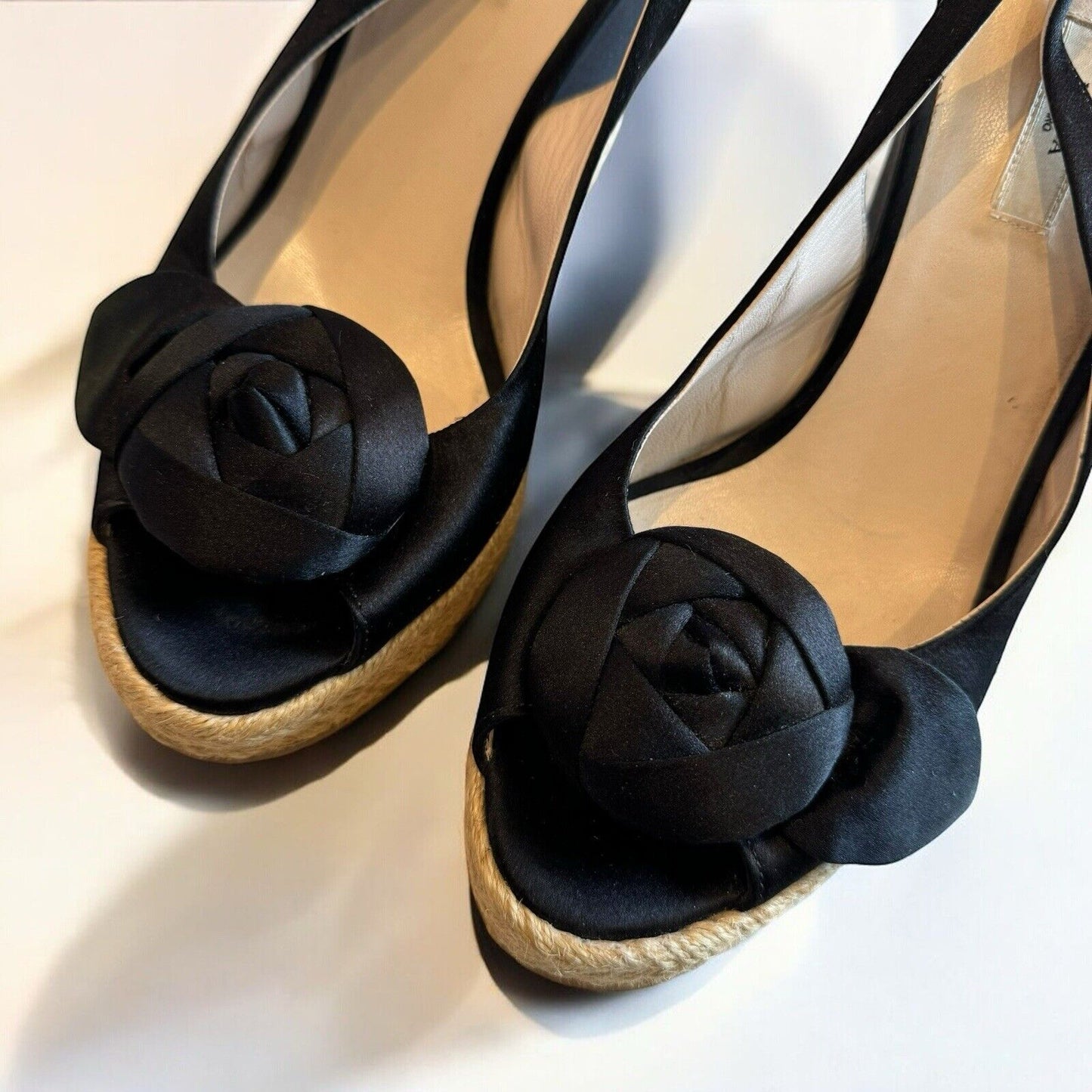 Prada Black Satin Espadrilles Sandals Size IT 37.5 UK 4.5