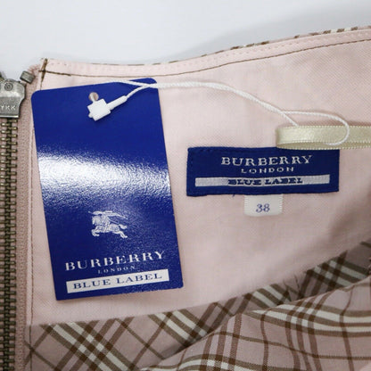 Burberry Vintage Mini Skirt Nova Check Pleated Pink Cotton Size 38 BNWT