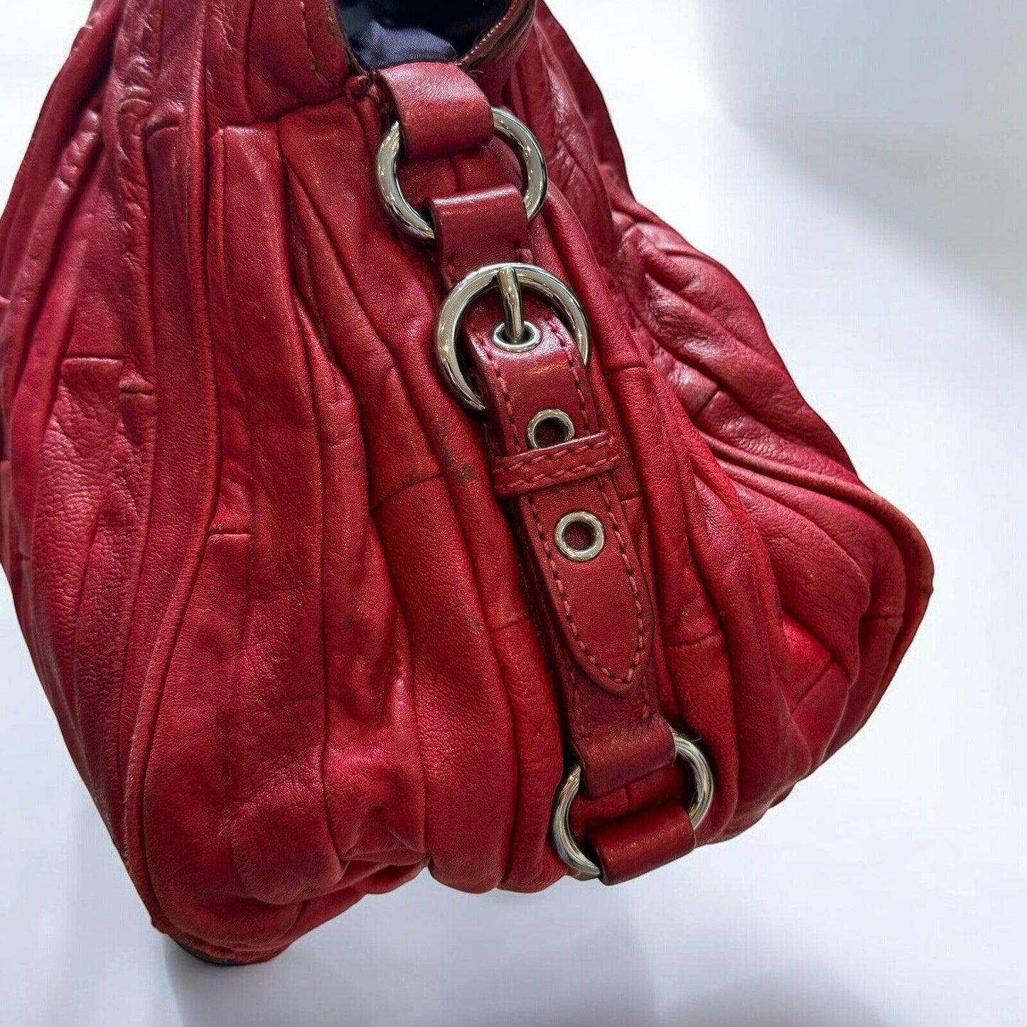 Miu Miu Red Quilted Leather Large Tote Shoulder Bag