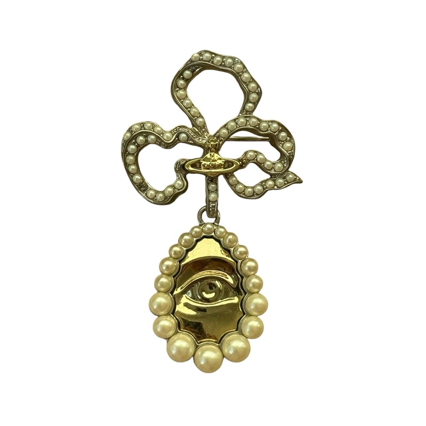 Vivienne Westwood Gold Silver Orb Eye Pearl Brooch