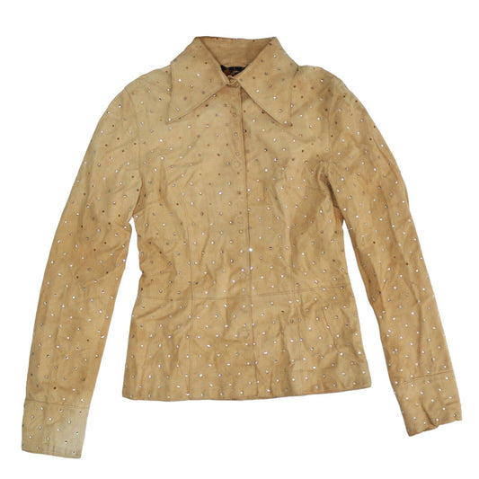 Dolce & Gabbana Vintage Fall 2000 Crystal Tan Suede Jacket Size 40