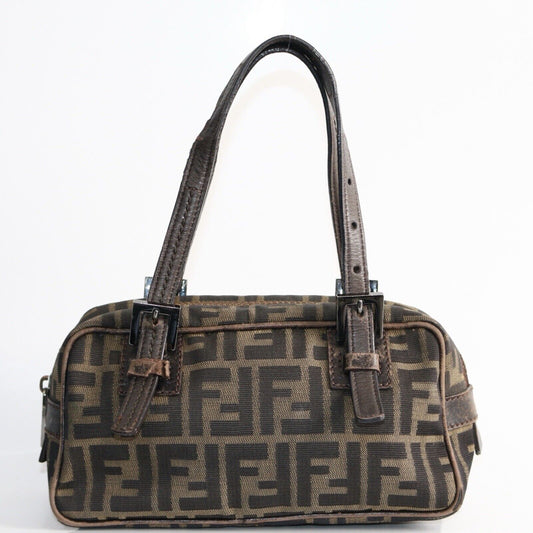 Fendi Brown Zucchino Monogram Vintage Small Shoulder Bag