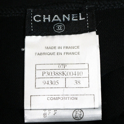 Chanel Black Patent Leather Trim Skirt Size 38