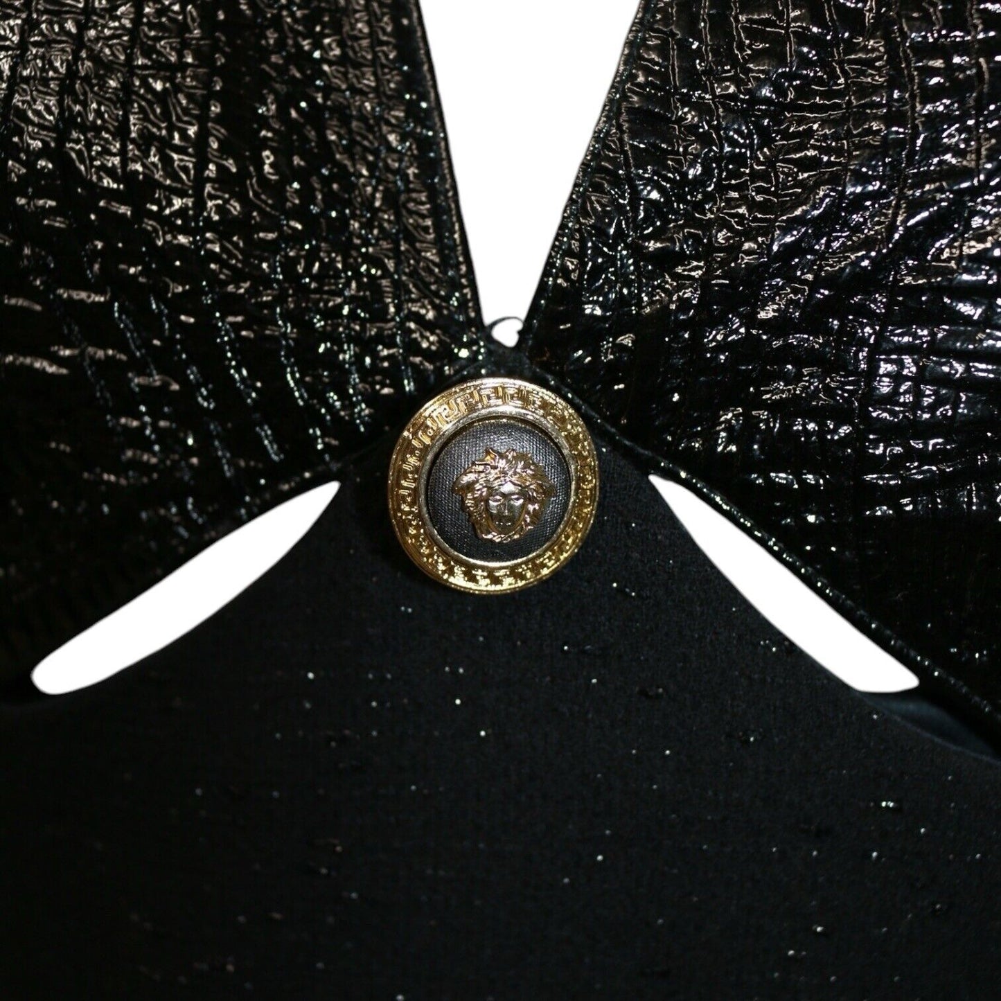 Gianni Versace Couture Black Leather Gown Dress A/W 1994 Runway Piece