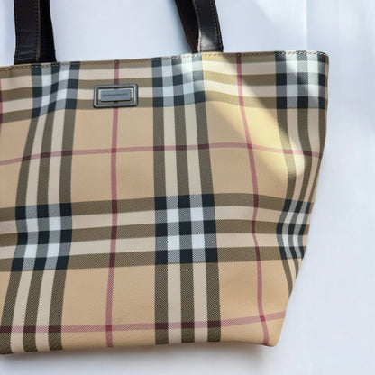 Burberry Beige Classic Check Print Vintage Shoulder Bag