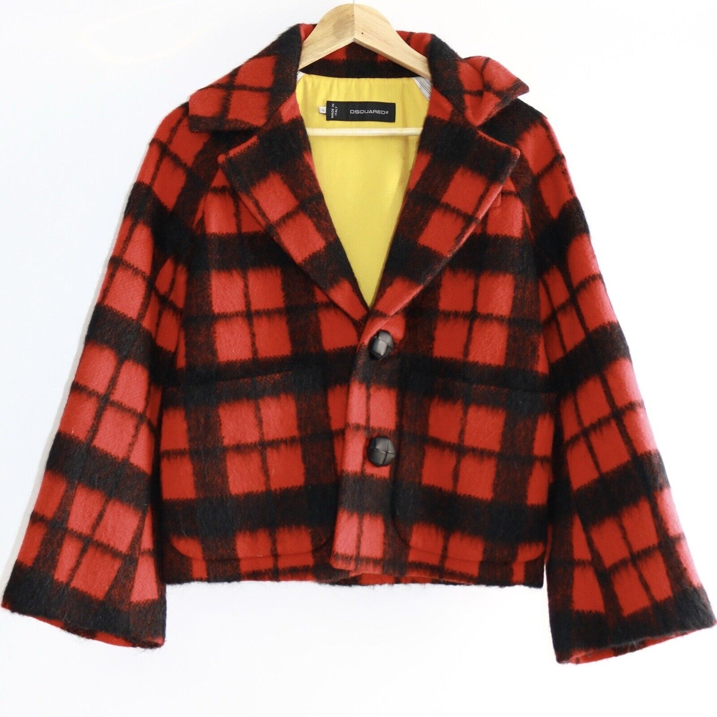 Dsquared2 Black & Red Plai Check Wool Jacket Size 40