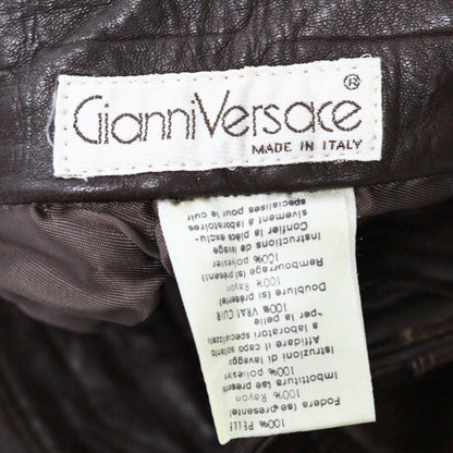 Gianni Versace Vintage Brown Leather Trousers Size 40