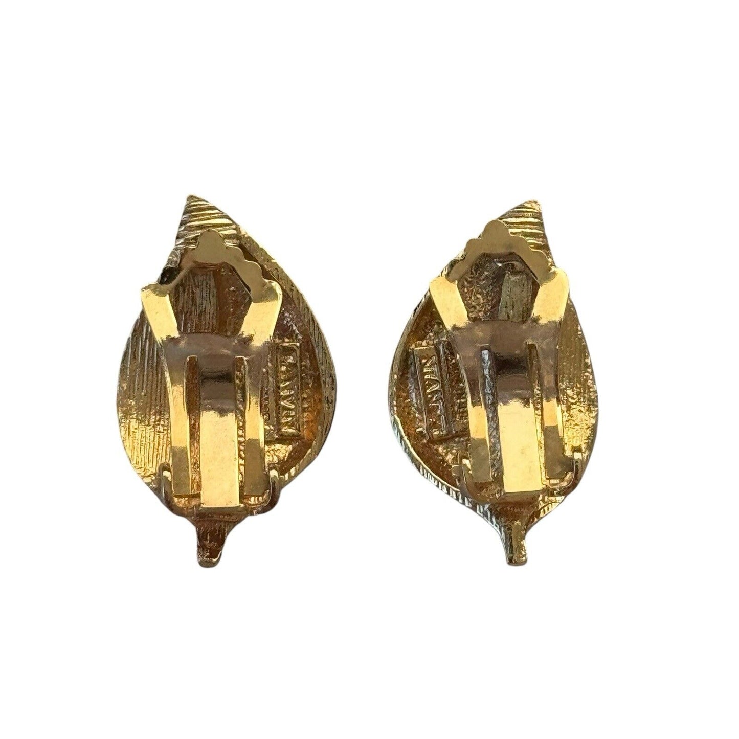 Lanvin Gold Silver Crystals Leaf Vintage Earrings