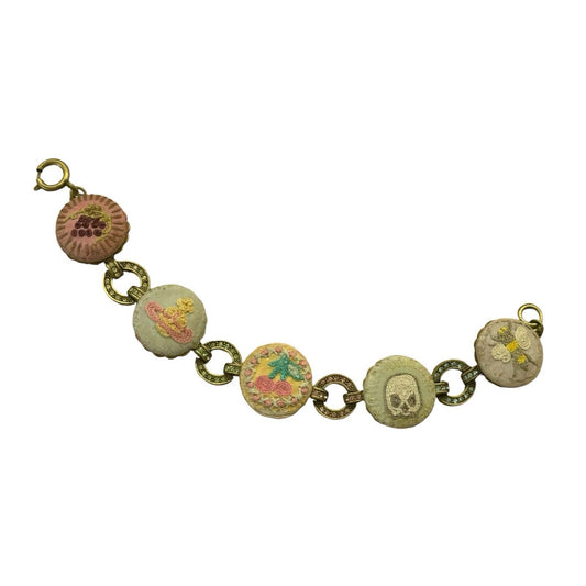 Vivienne Westwood Multicolour Embroidered Orb Cherry Skull Bracelet