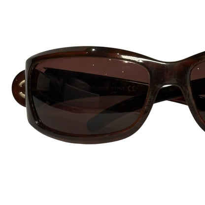 Chanel Logo Wraparound Sunglasses In Tortoiseshell Brown & Gold