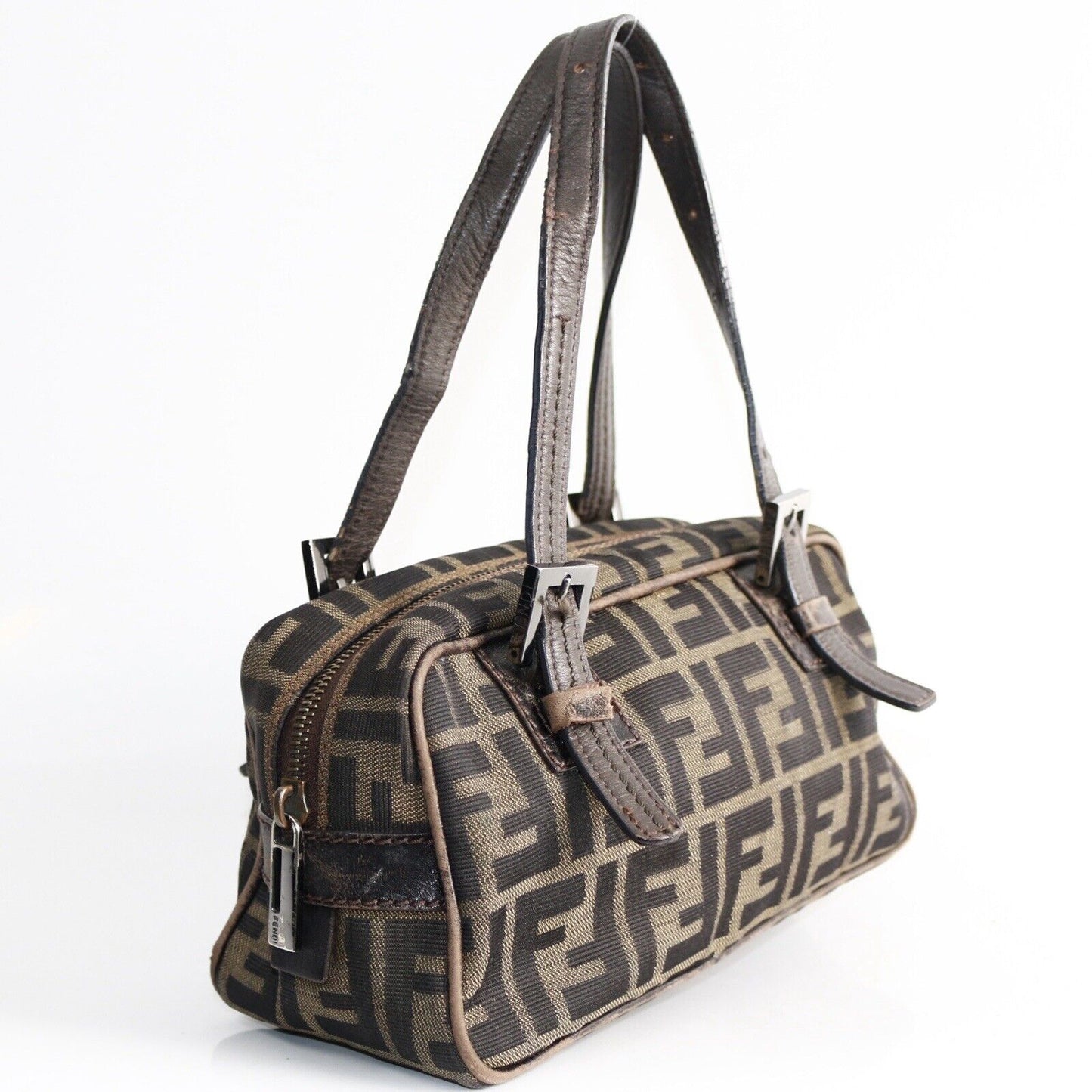 Fendi Brown Zucchino Monogram Vintage Small Shoulder Bag