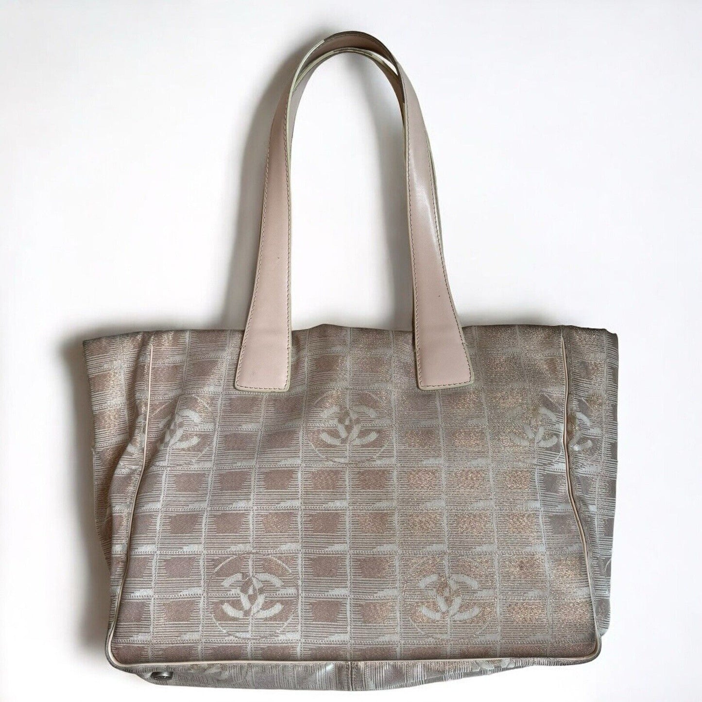 Chanel Pink Gold Monogram Canvas Vintage Tote Shoulder Bag