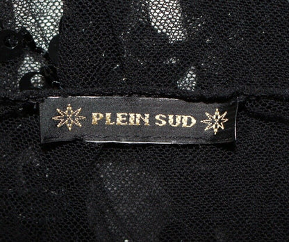 Plein Sud Black Sequin Mesh Top Size M