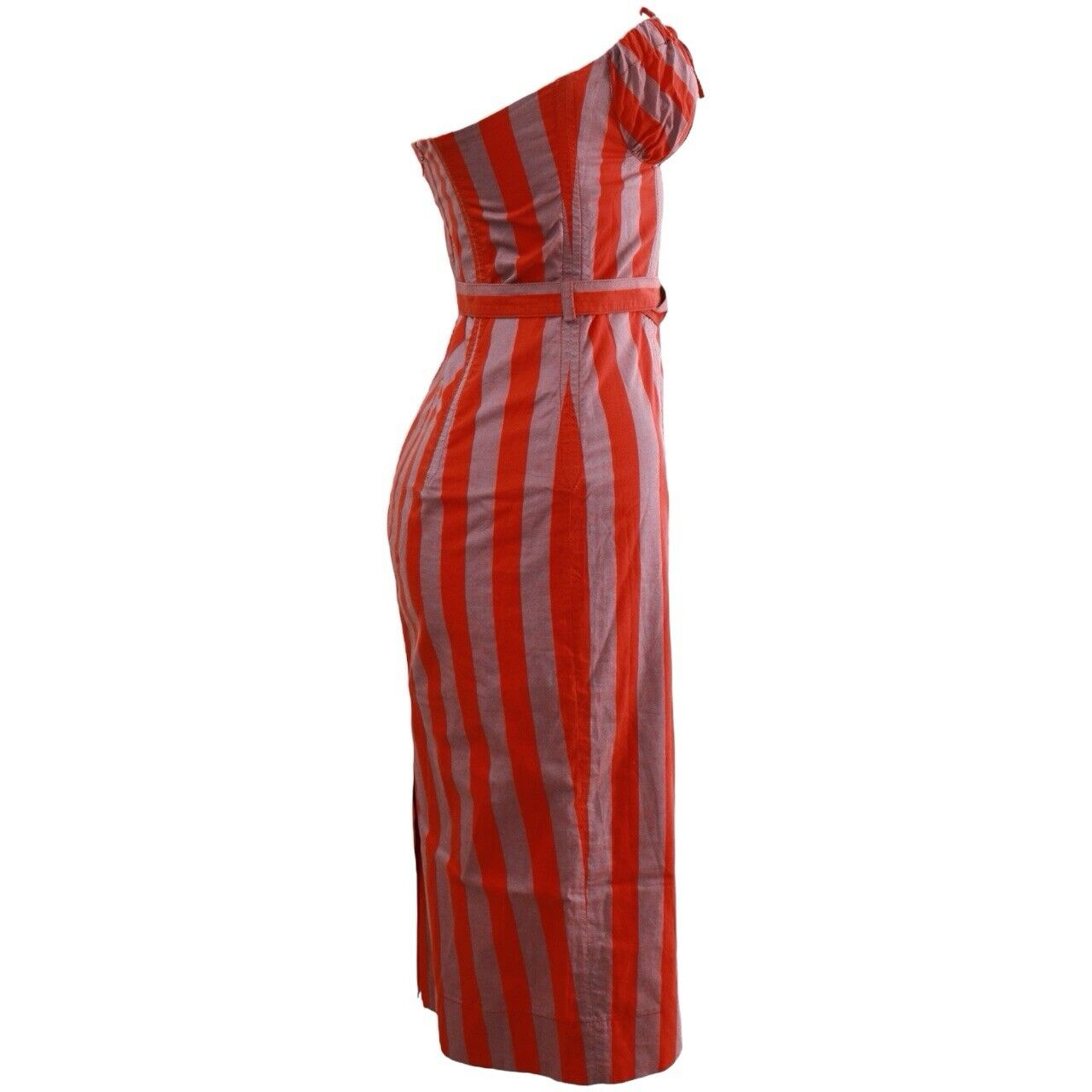 Vivienne Westwood Purple & Red Striped Corset Belted Midi Dress Size 38