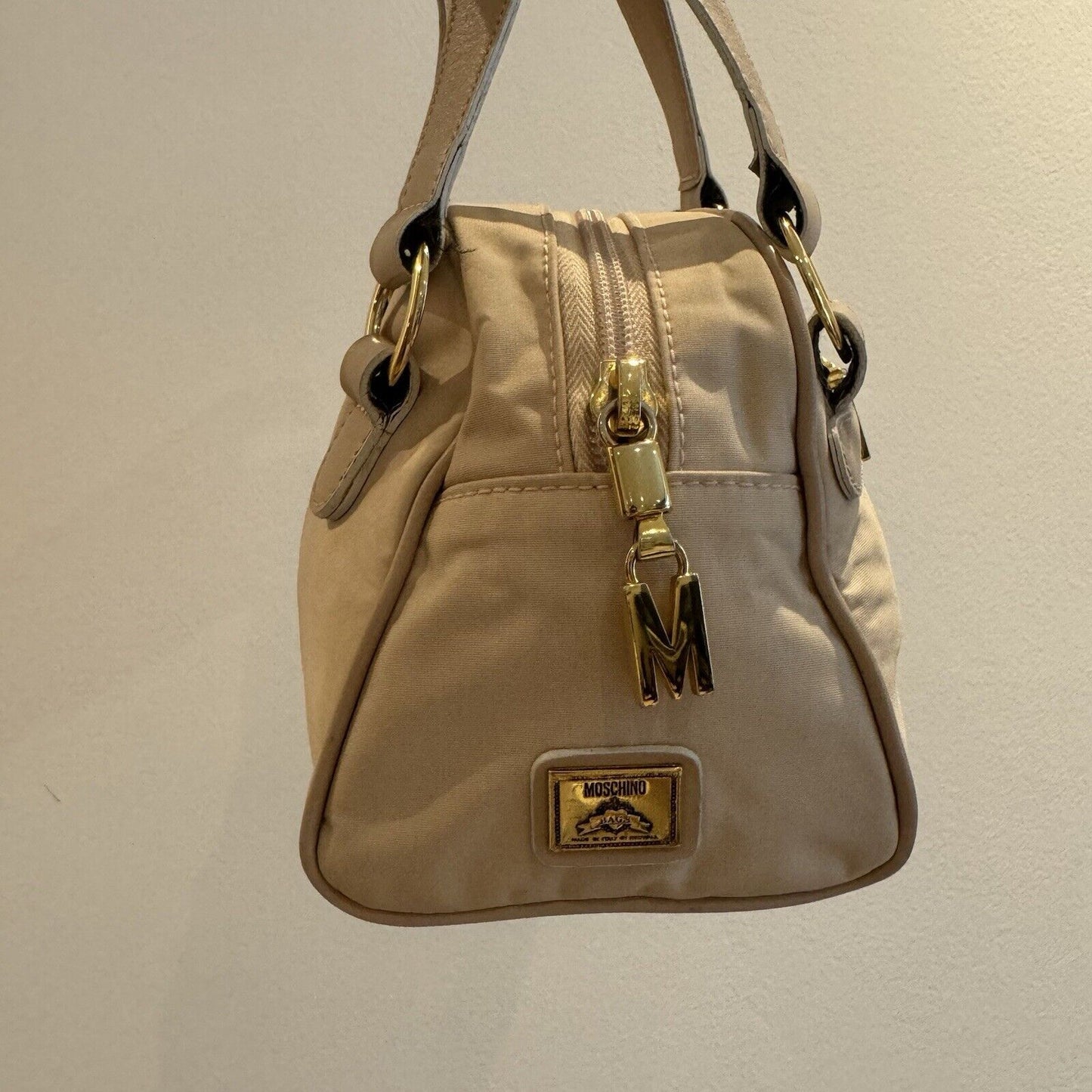 Moschino Beige & Gold Nylon Vintage Mini Bag