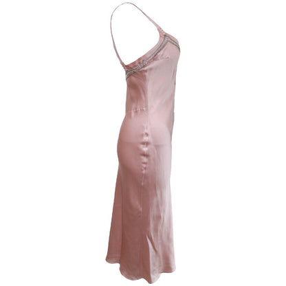 Christian Dior Pink Silk Embellished Bow Midi Vintage Dress 2004