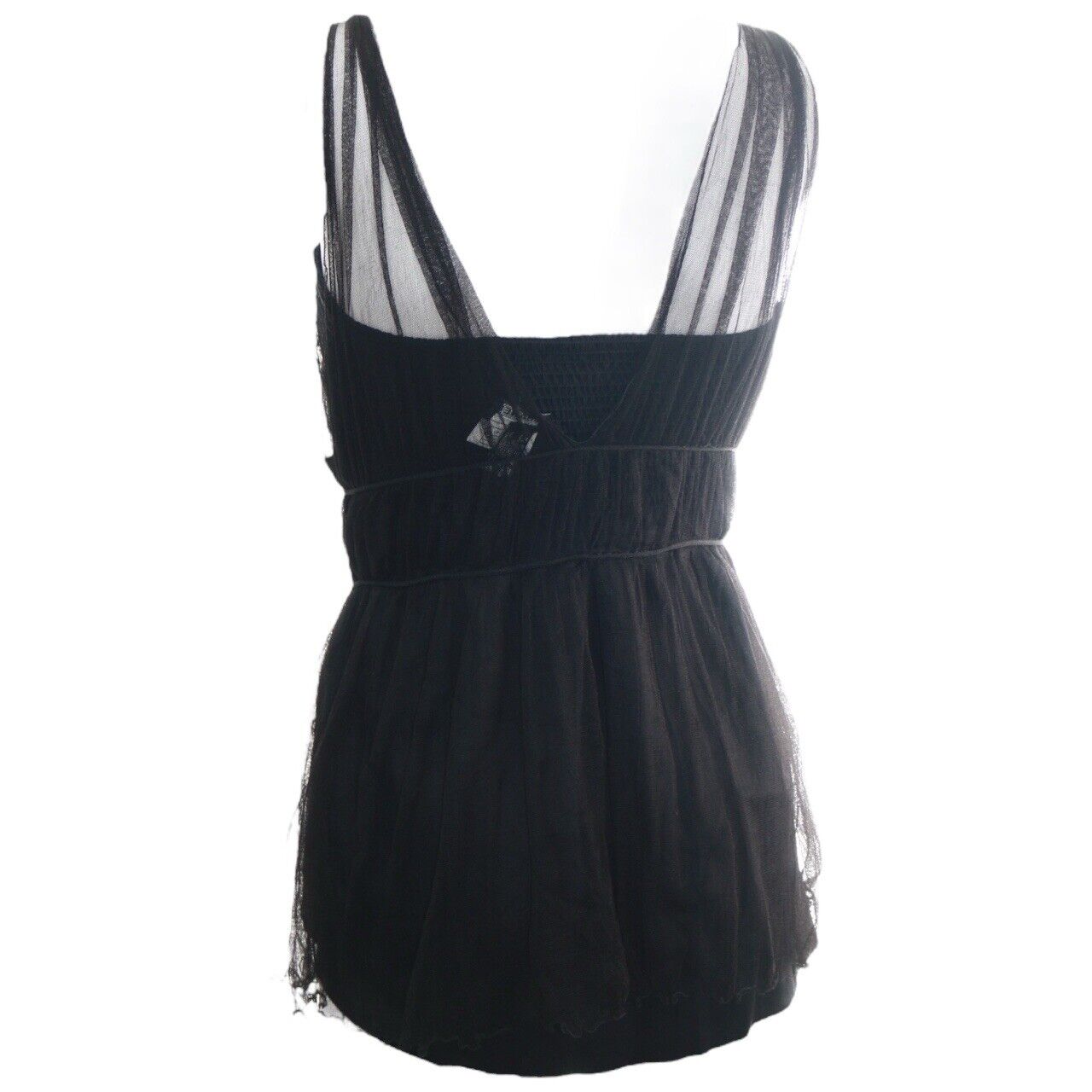 Chanel Vintage Black Silk Sheer Ruched Bow Top 2 Piece Set Size 40 Small