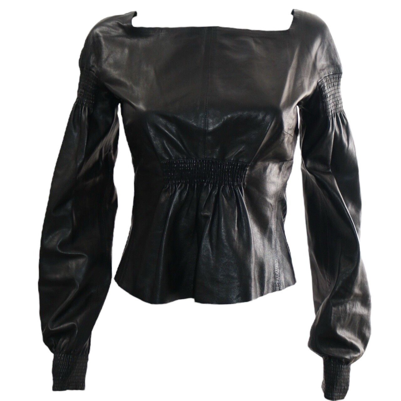 Gucci Tom Ford Fall 1999 Runway Black Leather Top Size 40 XS