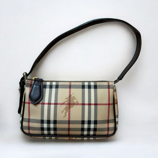 Burberry Beige Check Plaid Vintage Shoulder Bag