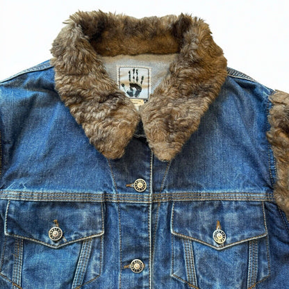 Jean Paul Gaultier Jean's Denim Fur Vintage Waistcoat Vest Size XXL