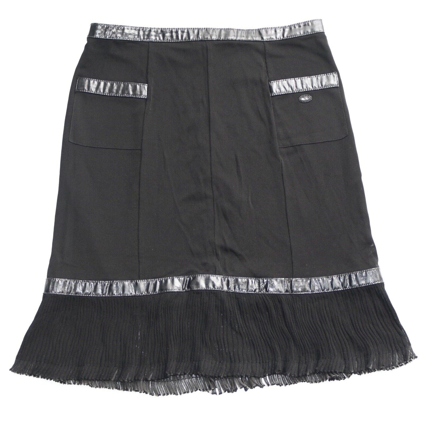 Chanel Black Patent Leather Trim Skirt Size 38