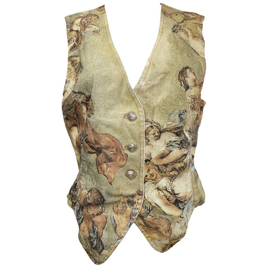 Roberto Cavalli Vintage 1994 Renaissance Print Waistcoat Vest Size M