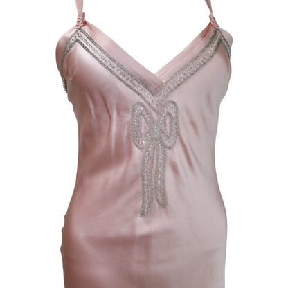 Christian Dior Pink Silk Embellished Bow Midi Vintage Dress 2004