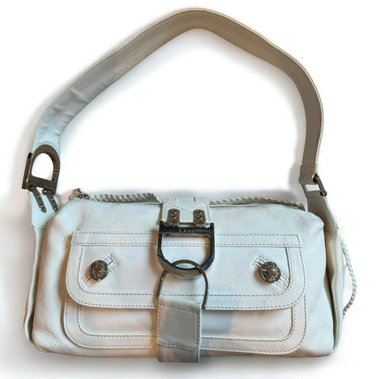 Christian Dior Flight White Leather Vintage Shoulder Bag