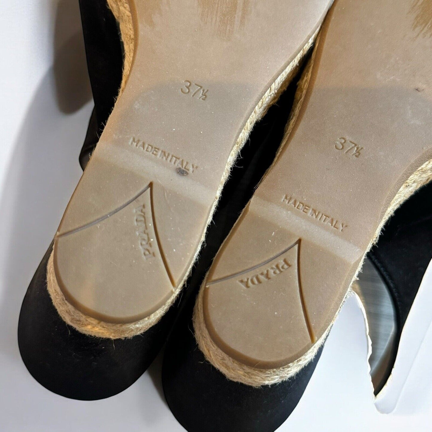 Prada Black Satin Espadrilles Sandals Size IT 37.5 UK 4.5