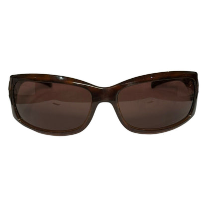 Chanel Logo Wraparound Sunglasses In Tortoiseshell Brown & Gold