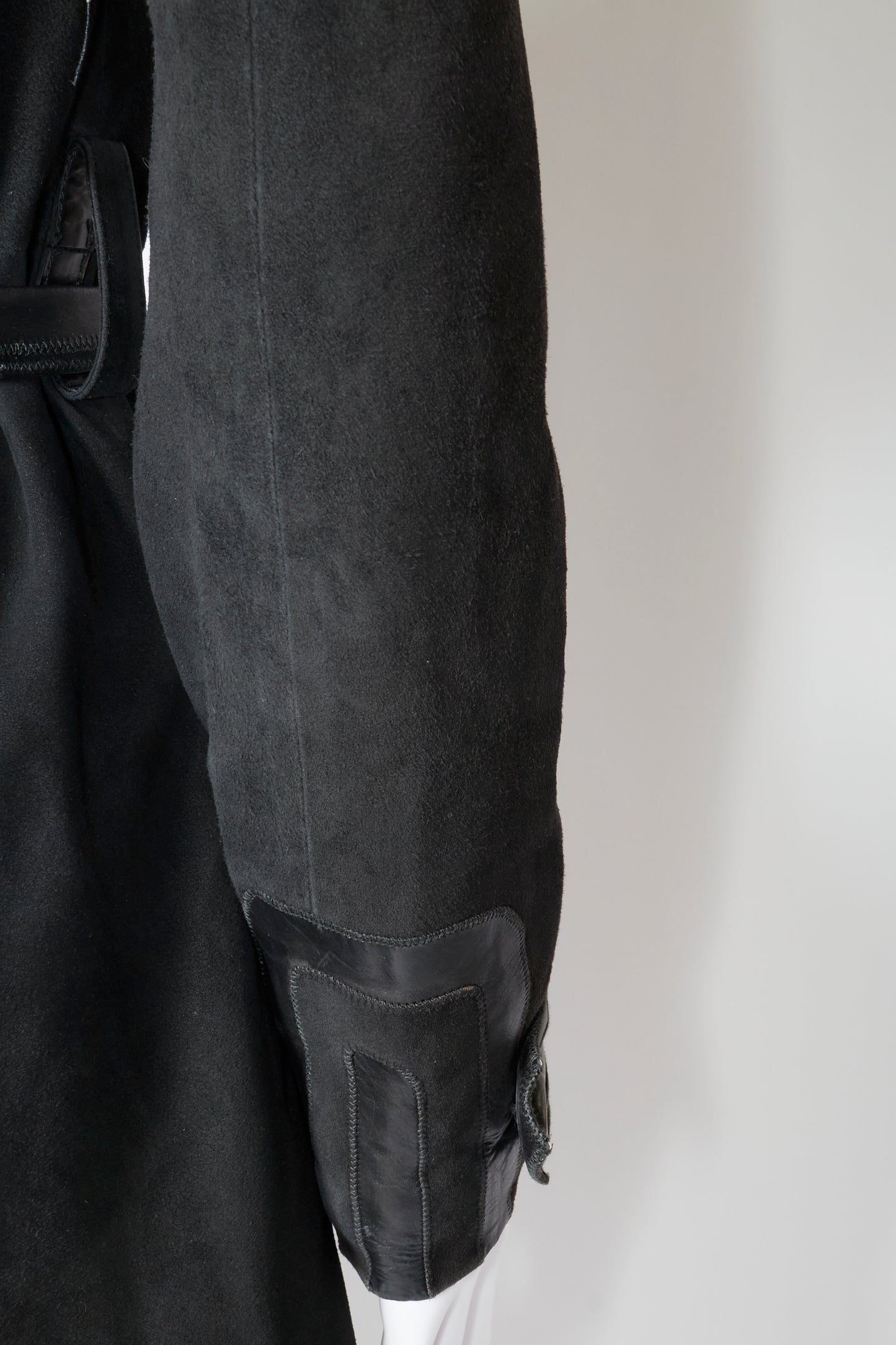 Gucci 2003 Black Suede Leather Belted Coat