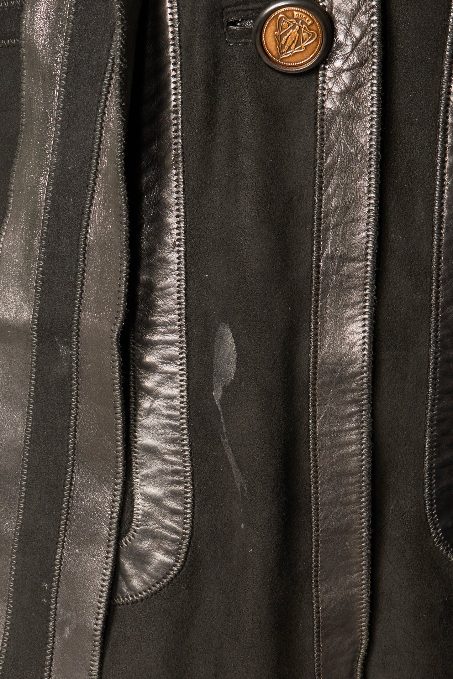 Gucci 2003 Black Suede Leather Belted Coat