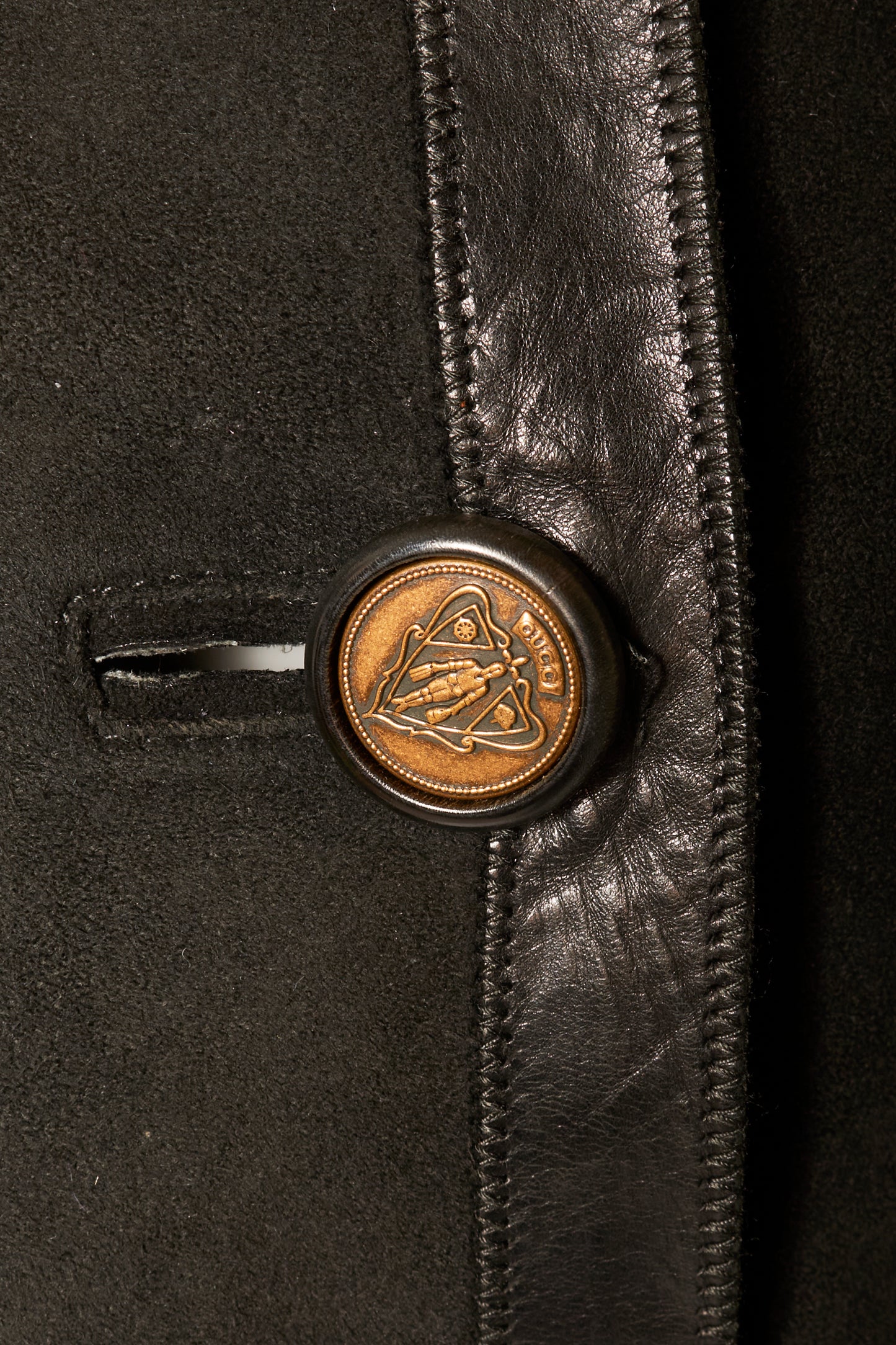 Gucci 2003 Black Suede Leather Belted Coat