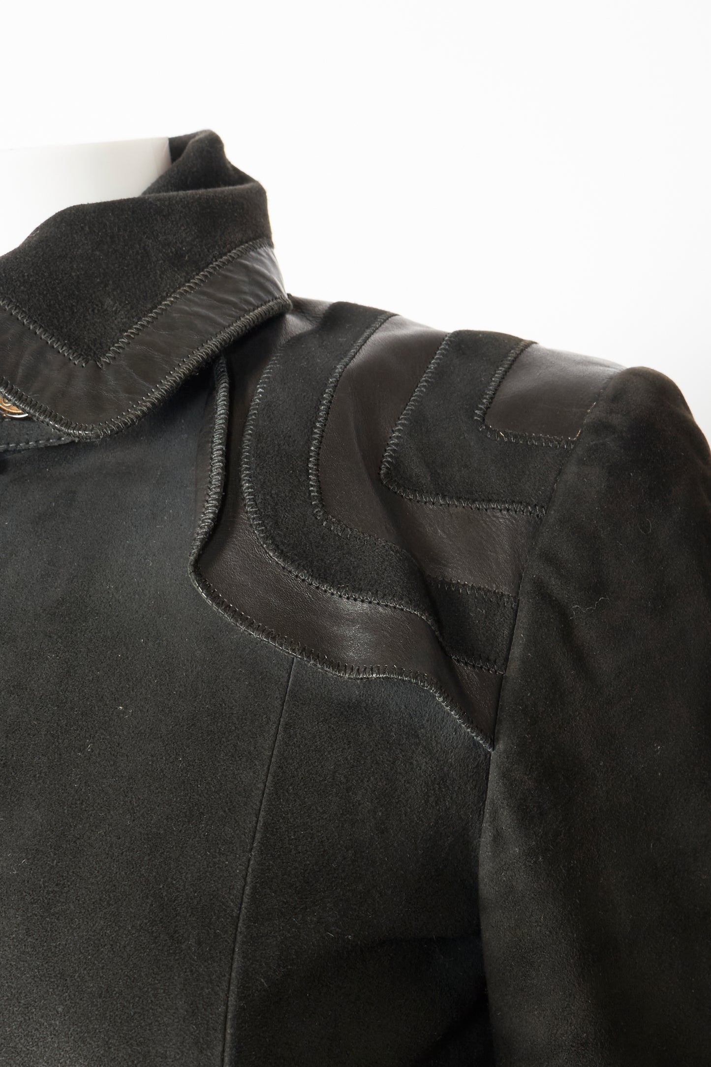 Gucci 2003 Black Suede Leather Belted Coat